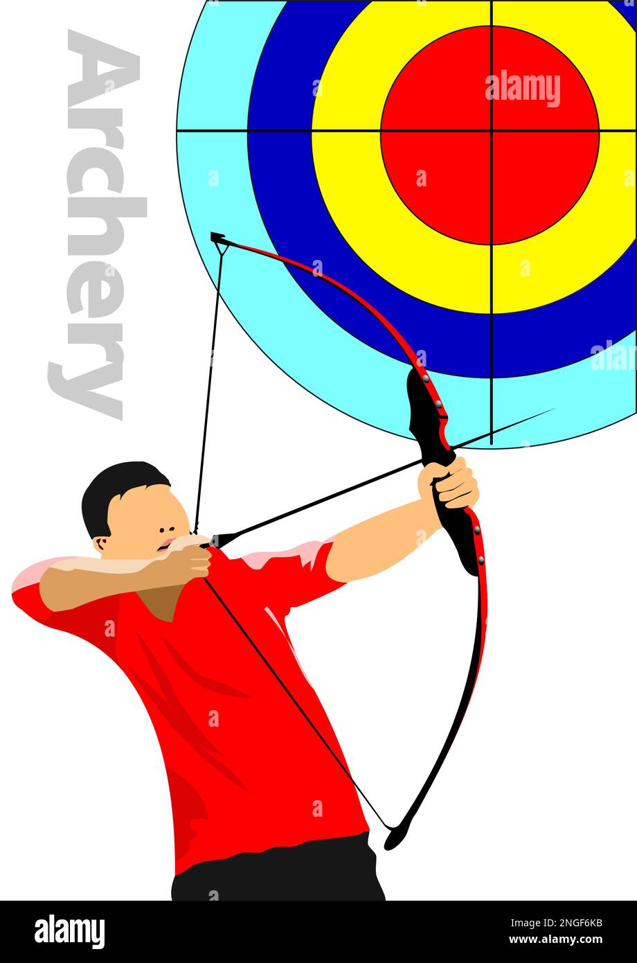 Sport Archery Practice. Color 3d vector illustration Stock Vector Image