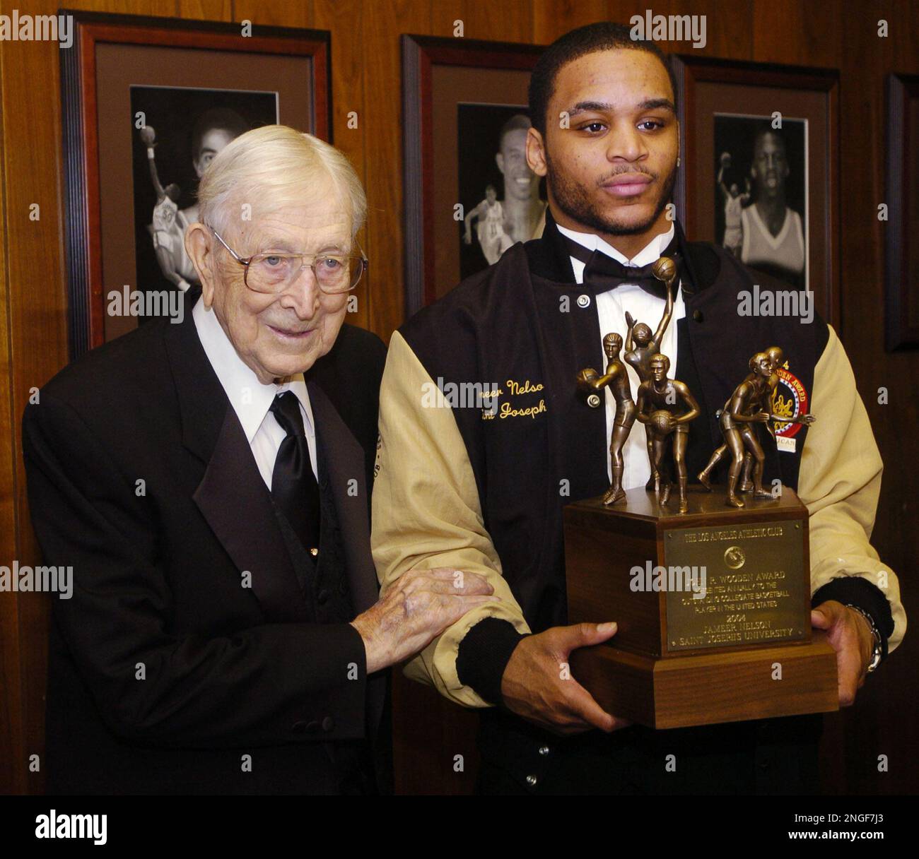 Saint Joseph's basketball player Jameer Nelson, right, poses with