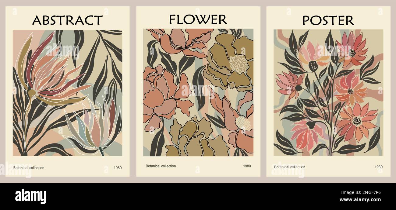 Abstract Flower Market posters print vector set Stock Vector Image ...
