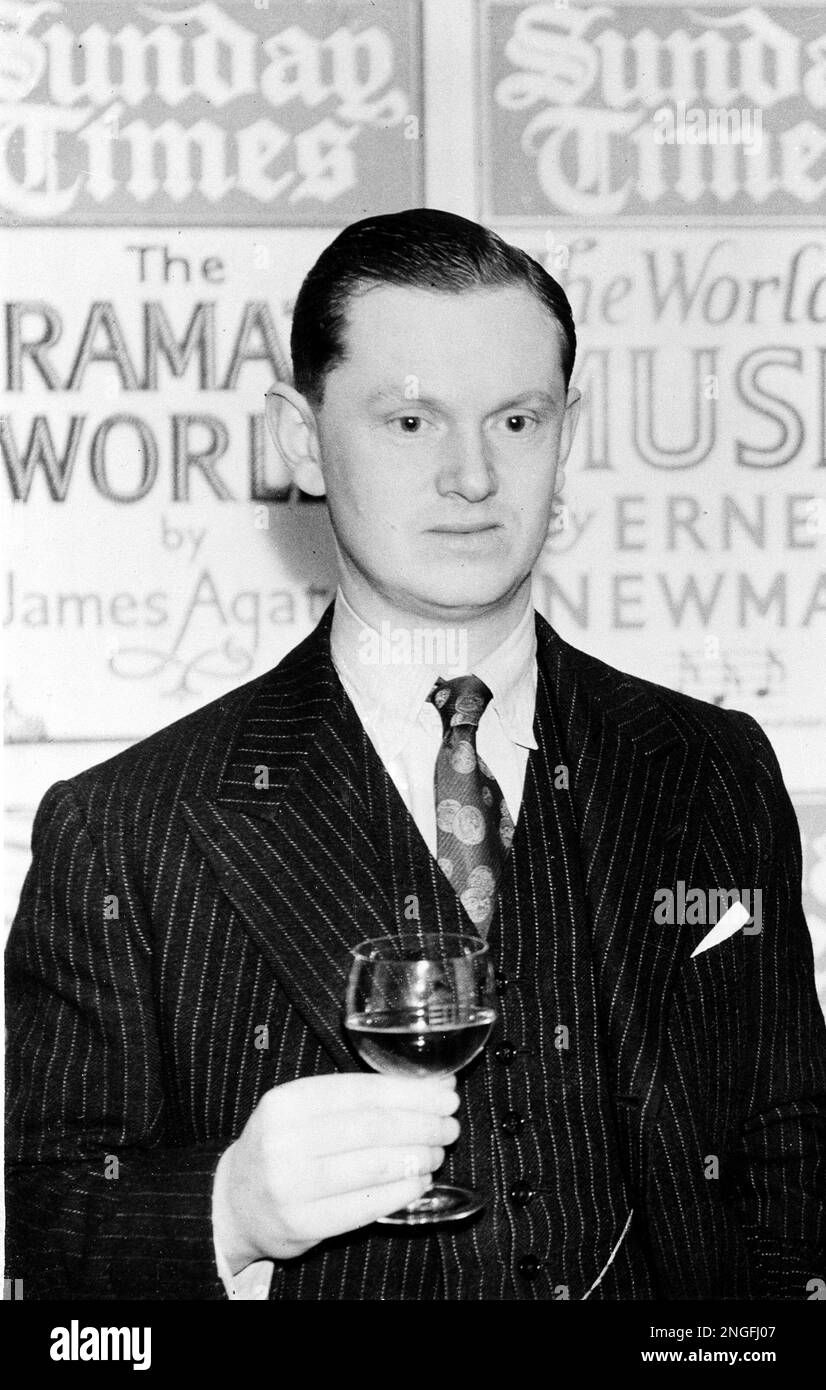 British novelist and writer Evelyn Arthur St. John Waugh is seen on