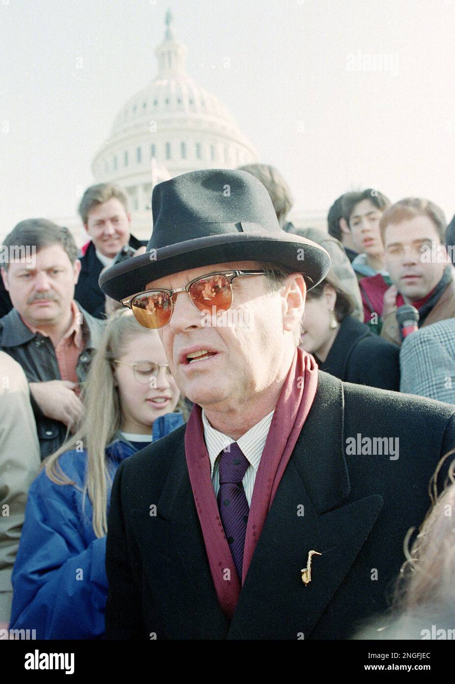 Actor Jack Nicholson leaves Capitol Hill after attending the inaugural