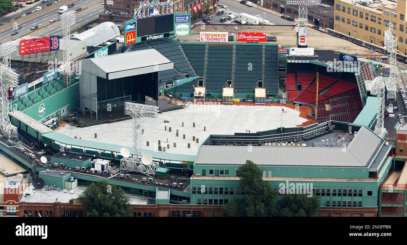 This is an aerial view of Fenway Park in Boston, seen Friday Sept. 5