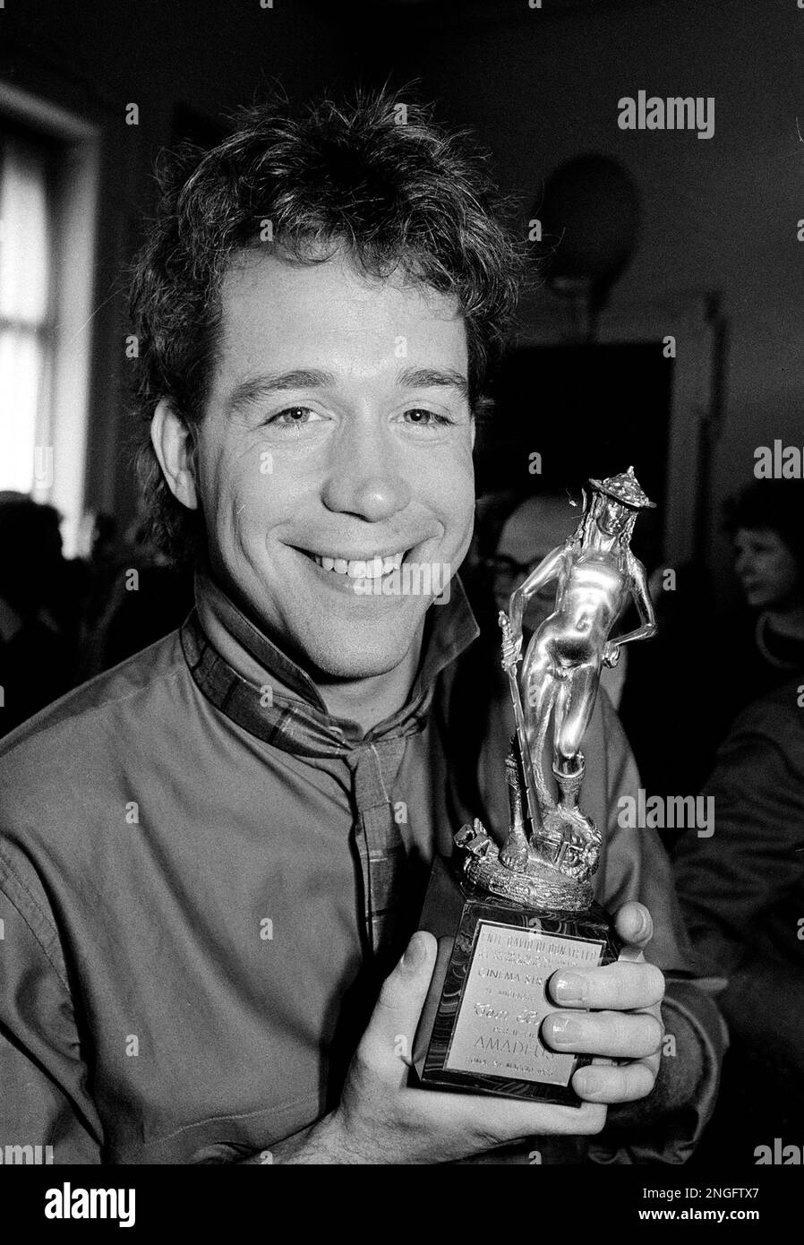 American actor Tim Hulce poses with the David of Donatello award he ...