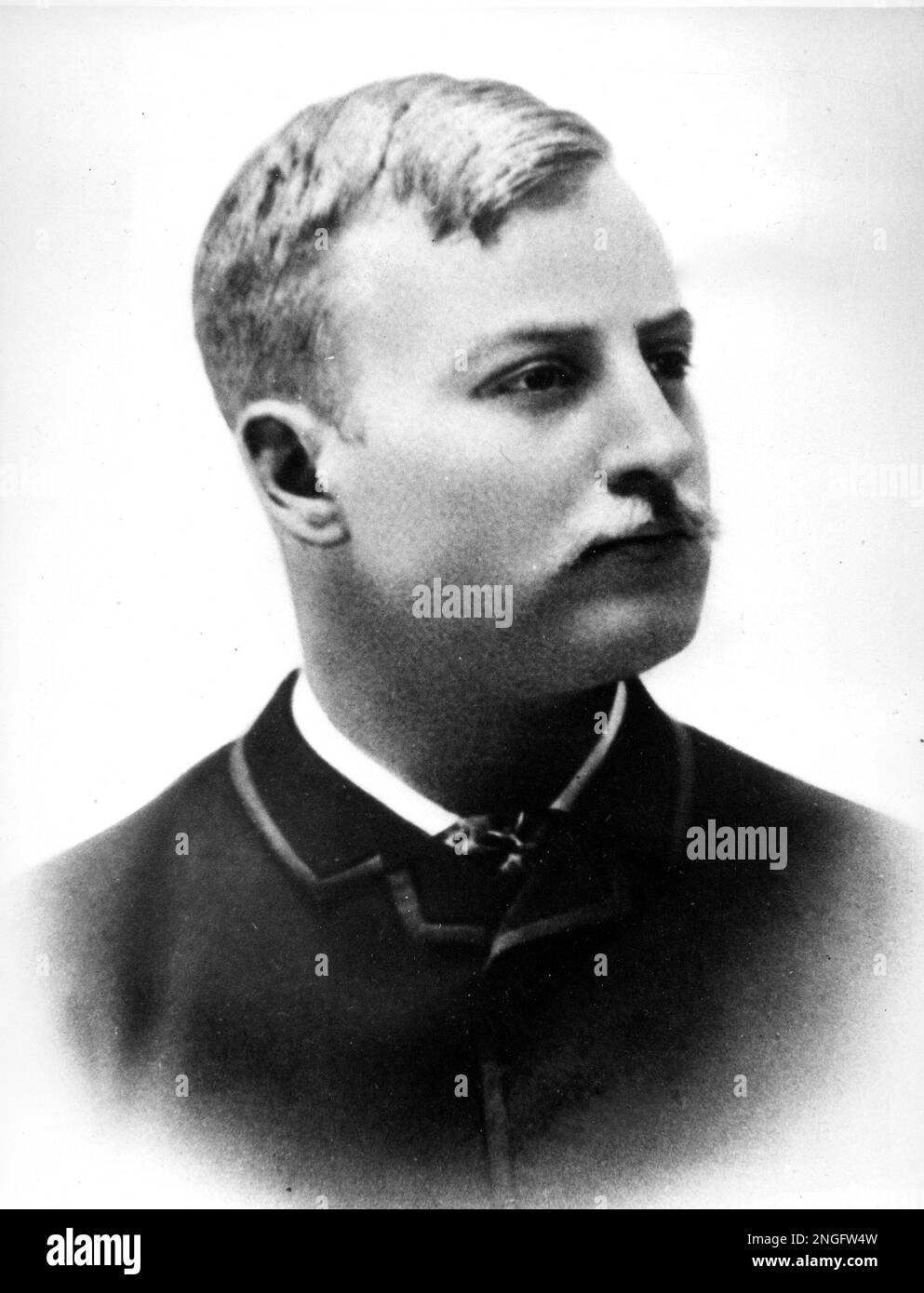 Frederic Remington, American painter, sculptor and writer, is shown in