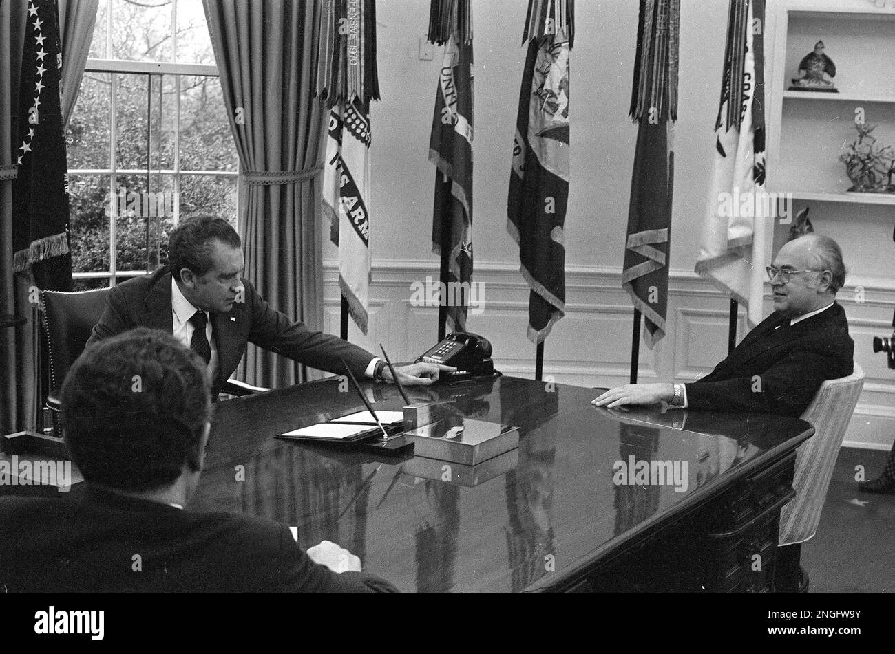 Soviet Ambassador to the United States Anatoly Dobrynin, right, meets ...