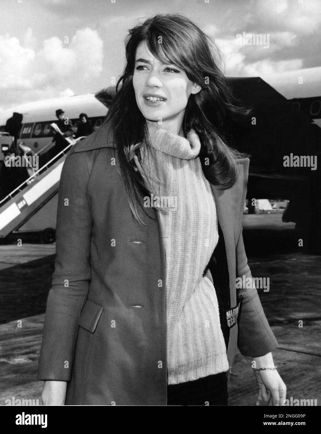 French singer and actress Francoise Hardy arrives at London Airport ...
