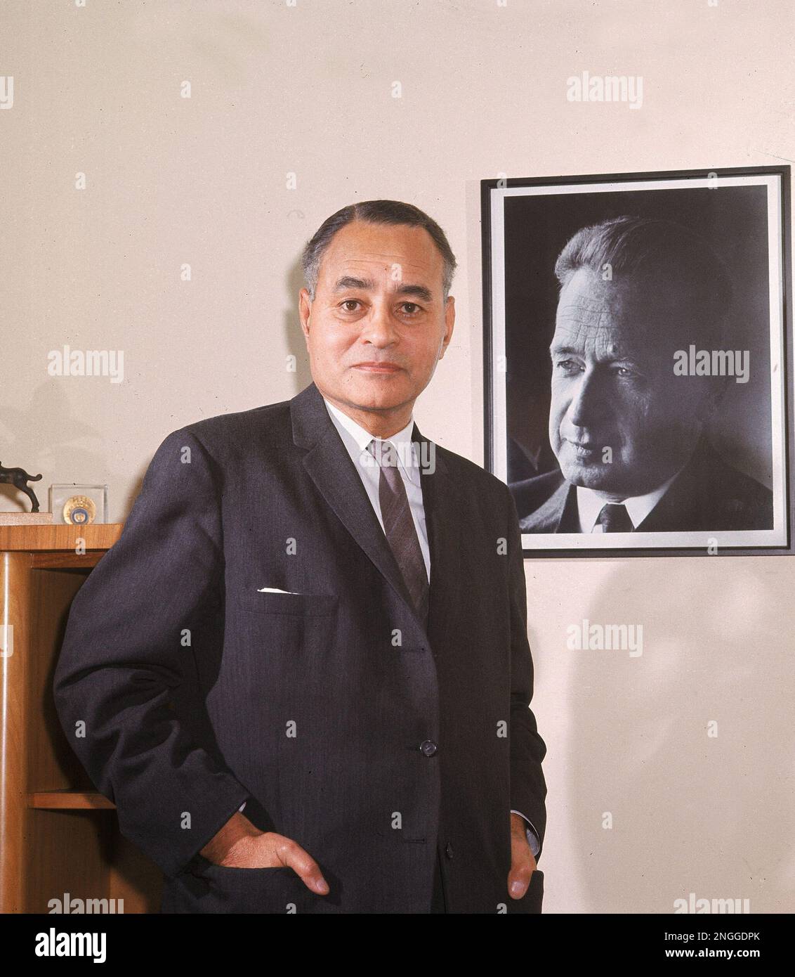 Ralph Bunche, United Nations Undersecretary General, is shown in his ...