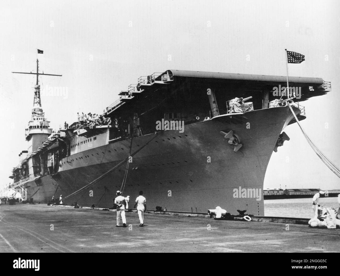 The USS Ranger, most modern aircraft carrier afloat, is docked at ...