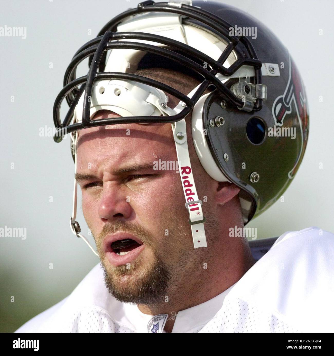 Tampa Bay Buccaneers fullback Mike Alstott, sporting a close cropped