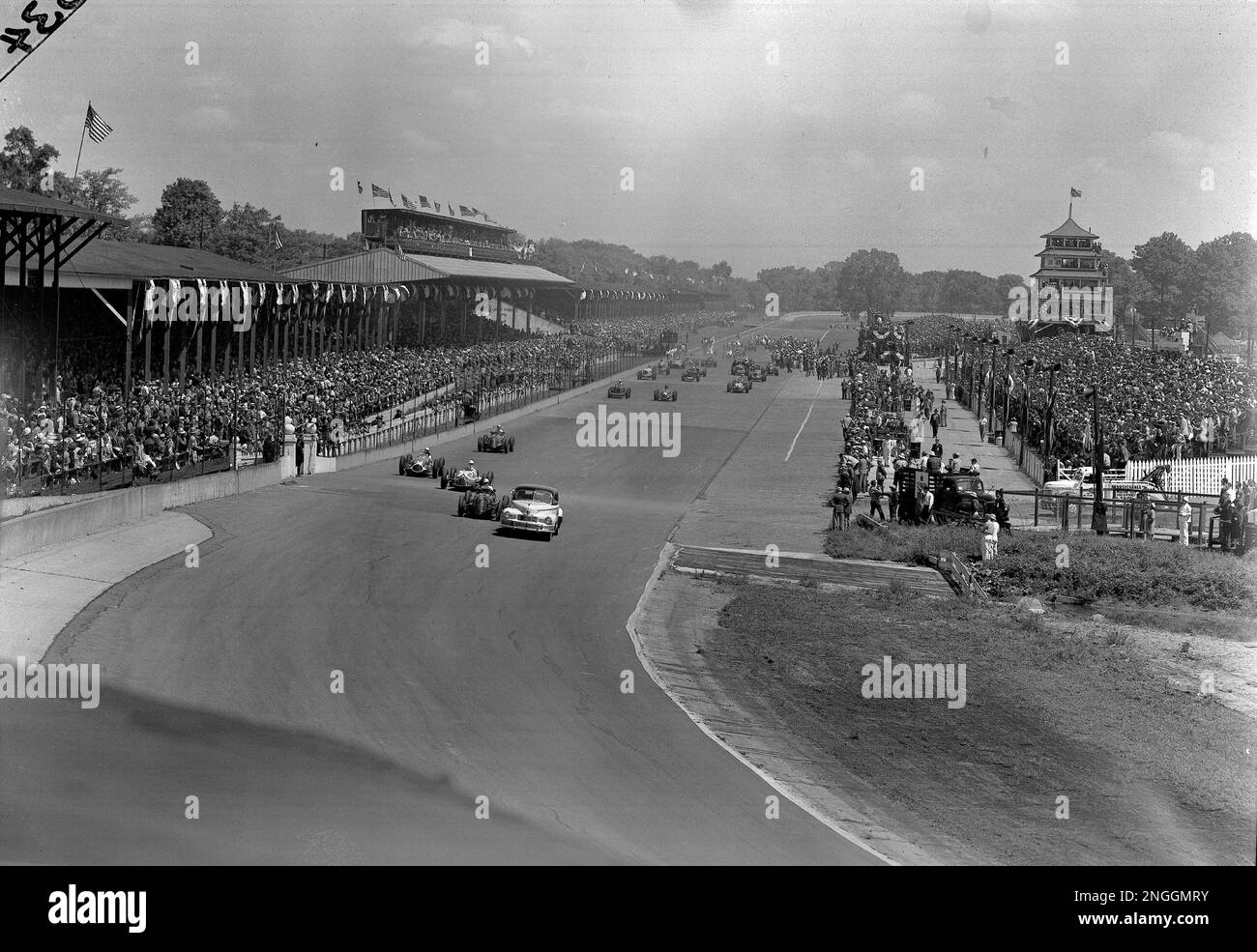 The pace lap of the Memorial Day Indianapolis 500mile race is underway