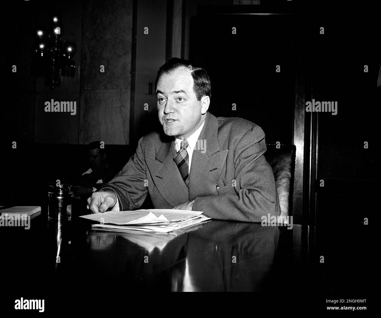 Hubert H. Humphrey, mayor of Minneapolis, speaks as a witness before ...