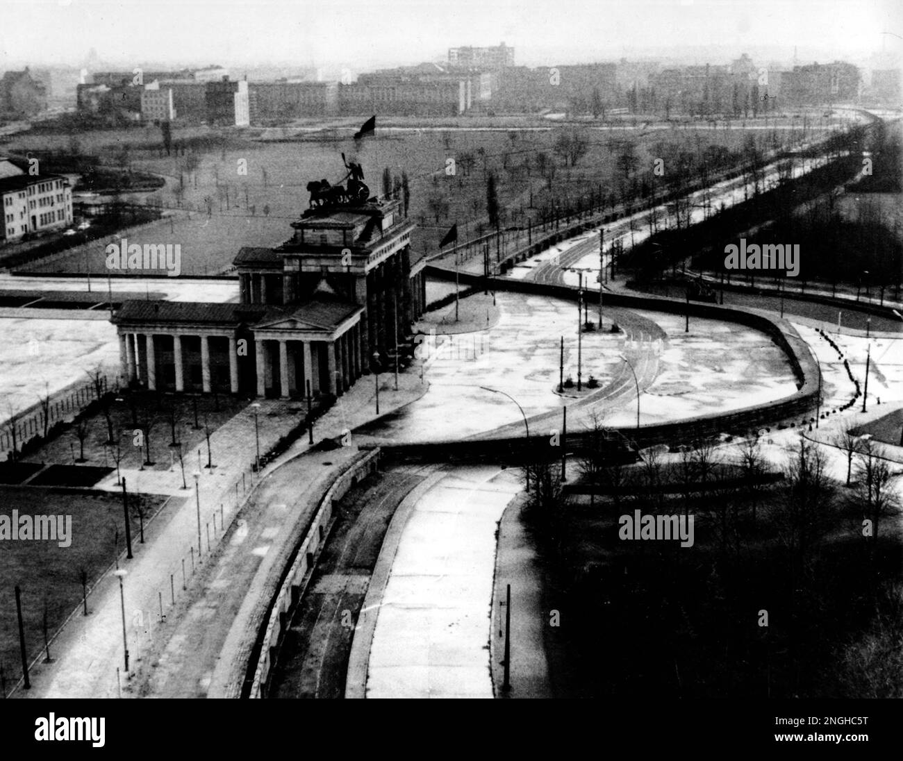 The Brandenburg Gate is sealed off in the Sovietoccupied sector of