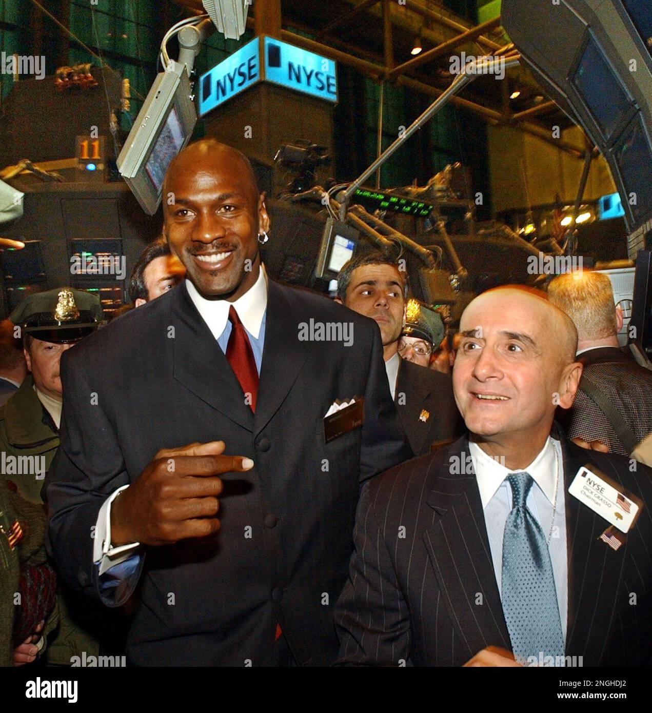 Washington Wizards' Michael Jordan, left, drives past New Jersey