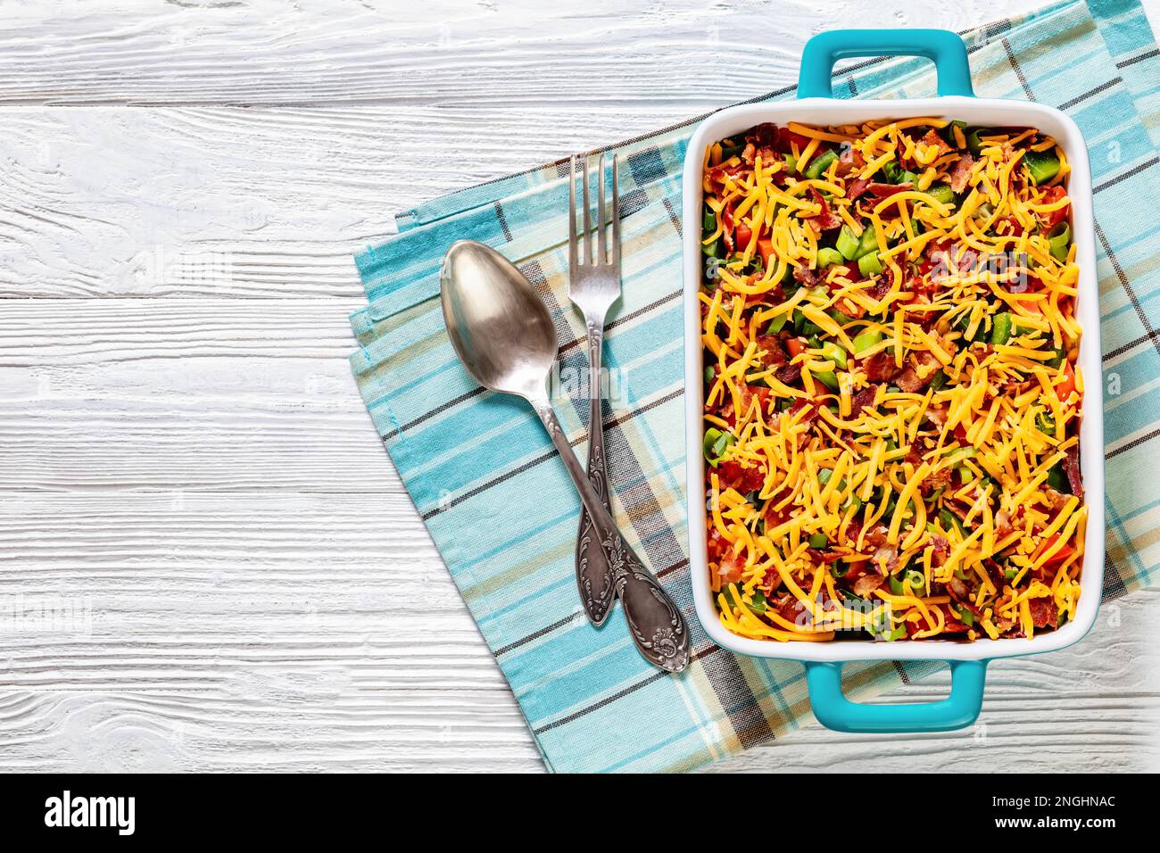 pinto beans bacon cornbread salad with tomatoes, peppers, corn and