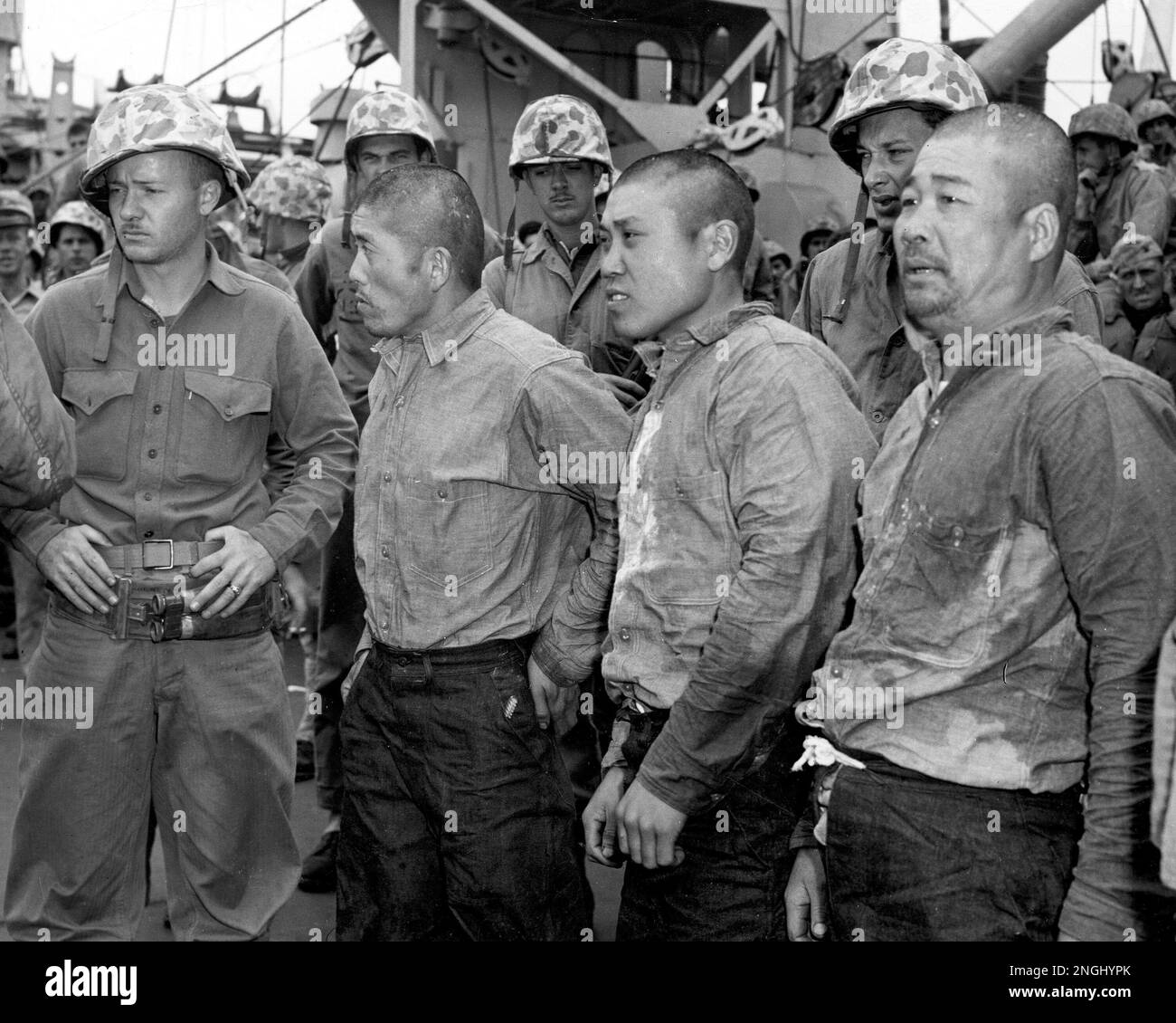 This is a March 1945 photo of the first Japanese prisoners of the ...