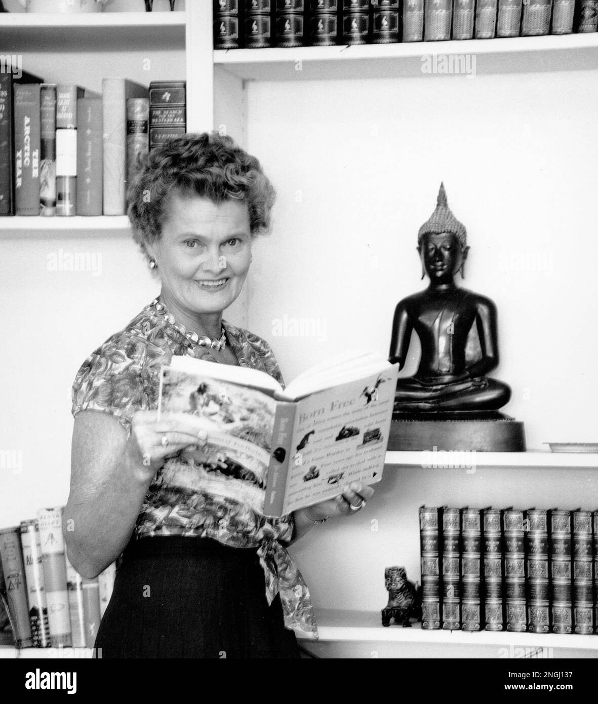 This is a 1964 photograph of American author Joy Adamson. Adamson, who