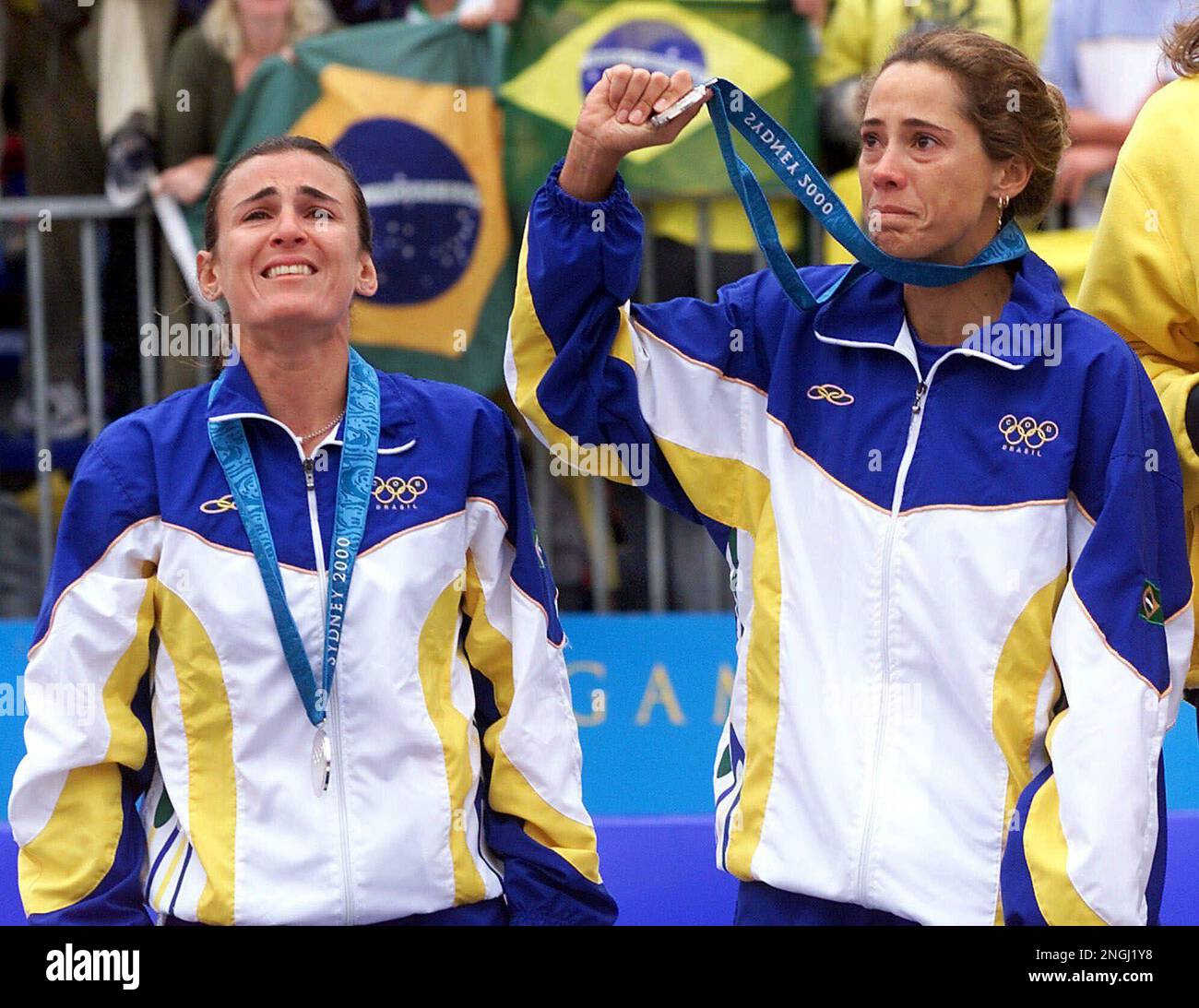 Shelda Brazil's Shelda Bede, left, and Adriana Behar, right, stand with their ...