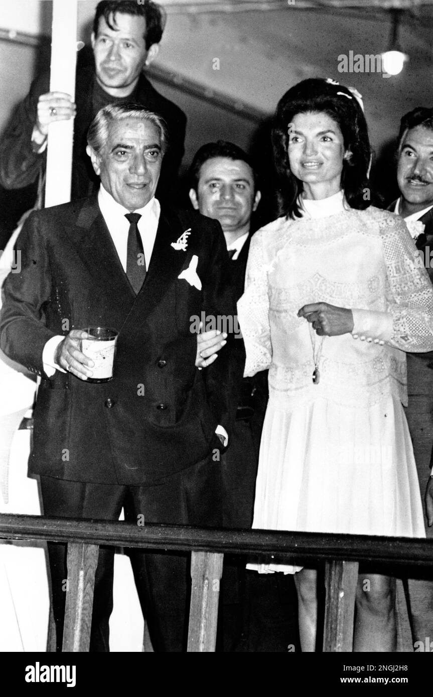 Aristotle Onassis and his new wife, Jacqueline Kennedy are seen on the ...