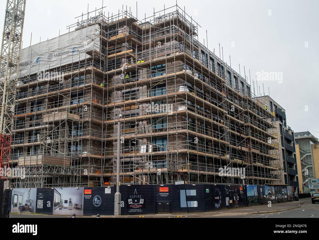 Slough, Berkshire, UK. 18th February, 2023. Blocks of new apartments