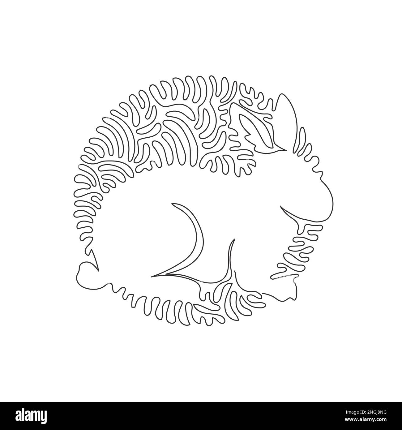 Continuous curve line drawing of funny rabbit abstract art single line