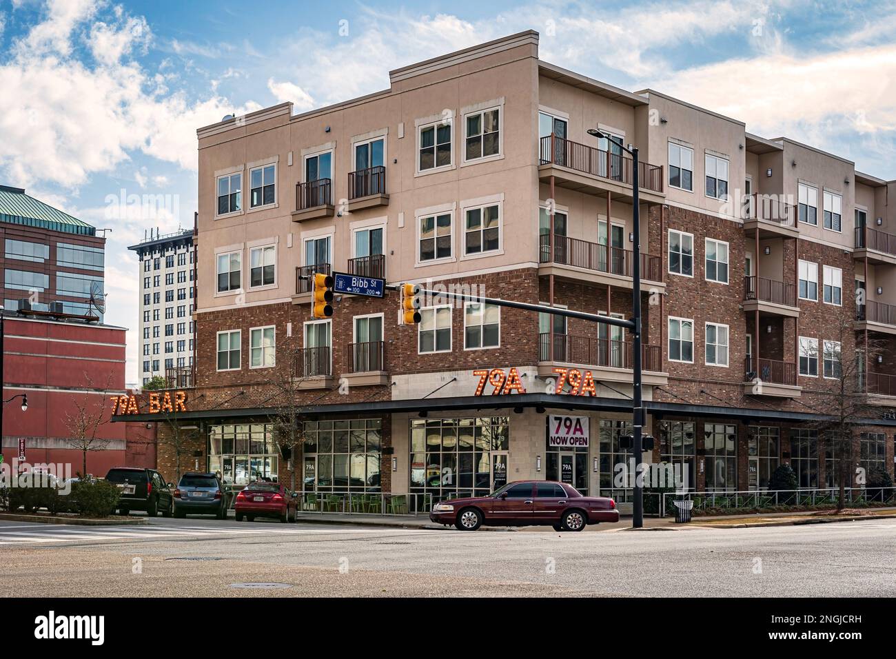 Montgomery, Alabama, USAFebruary 7, 2023 The newly opened 79A restaurant and bar on the corner