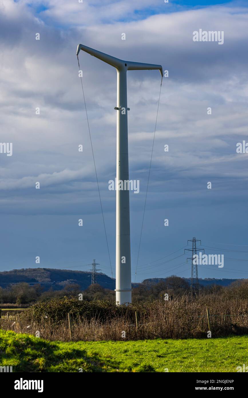 The new t pylon design under construction Stock Photo Alamy
