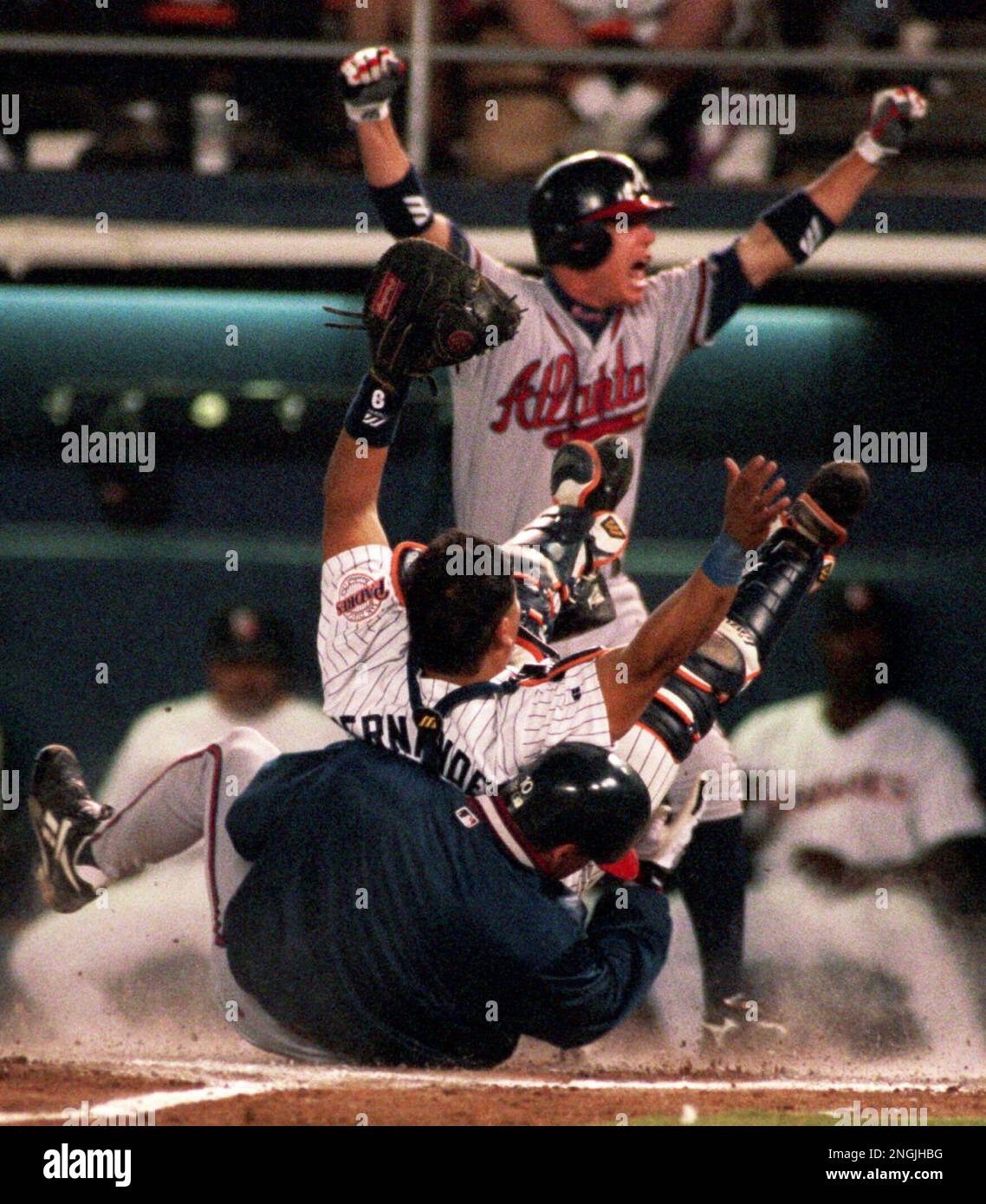 Former Atlanta Braves star Chipper Jones reacts as he stands next