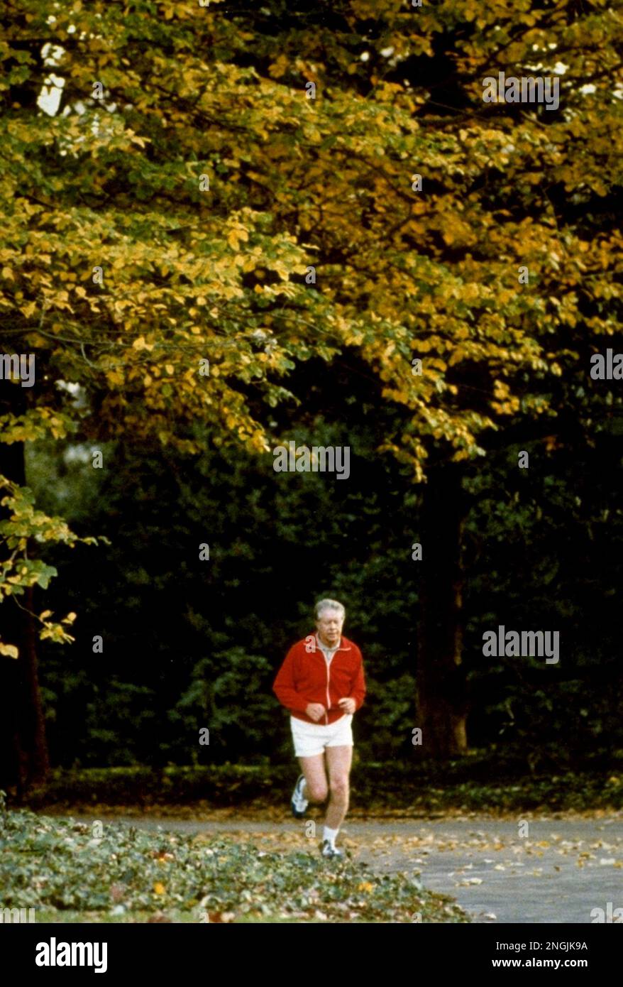 President Jimmy Carter is shown jogging around the south grounds of the ...