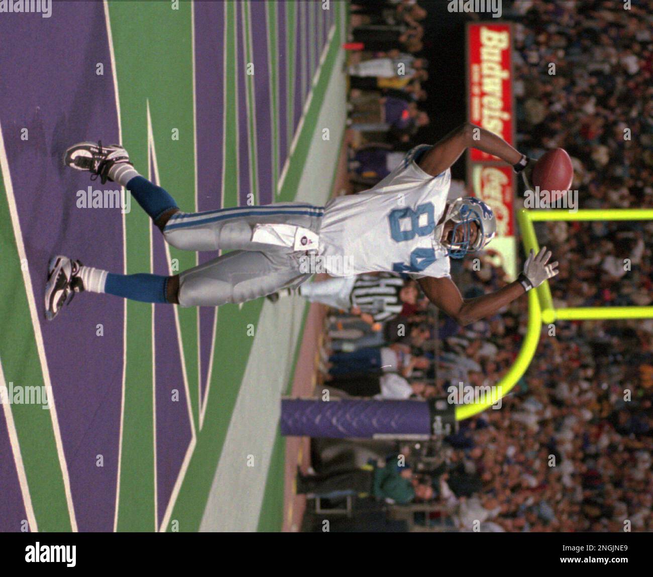 Detroit Lions wide receiver Herman Moore celebrates his first touchdown of  the season with fans during the third quarter against the Green Bay Packers  in Pontiac, Mich., Sunday, Oct. 8, 2000. Moore