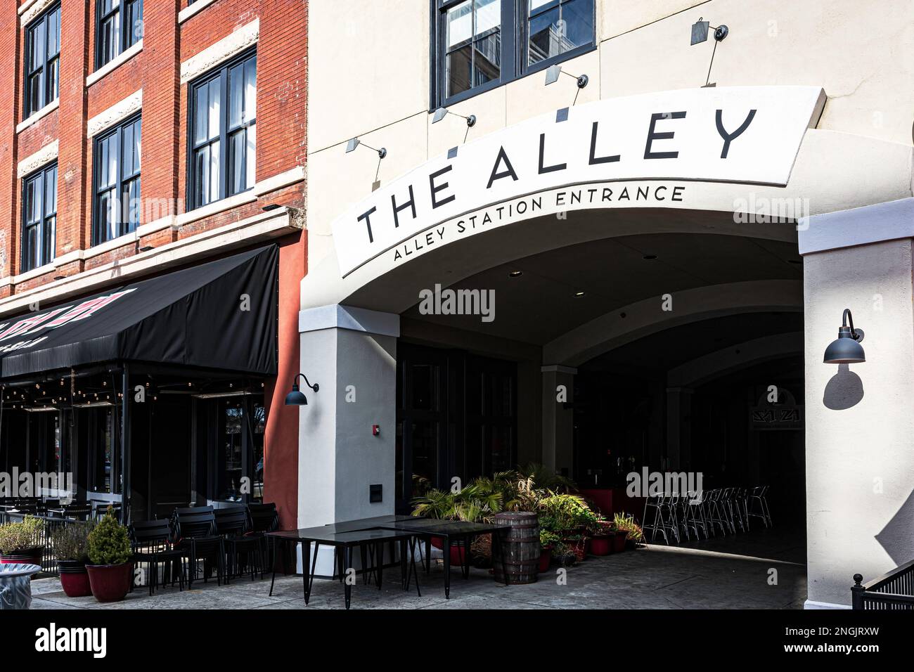 Montgomery, Alabama, USAFebruary 7, 2023 Entrance to The Alley in