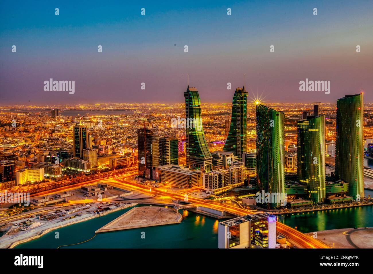 Night view of Manama, Bahrain, Middle East Stock Photo