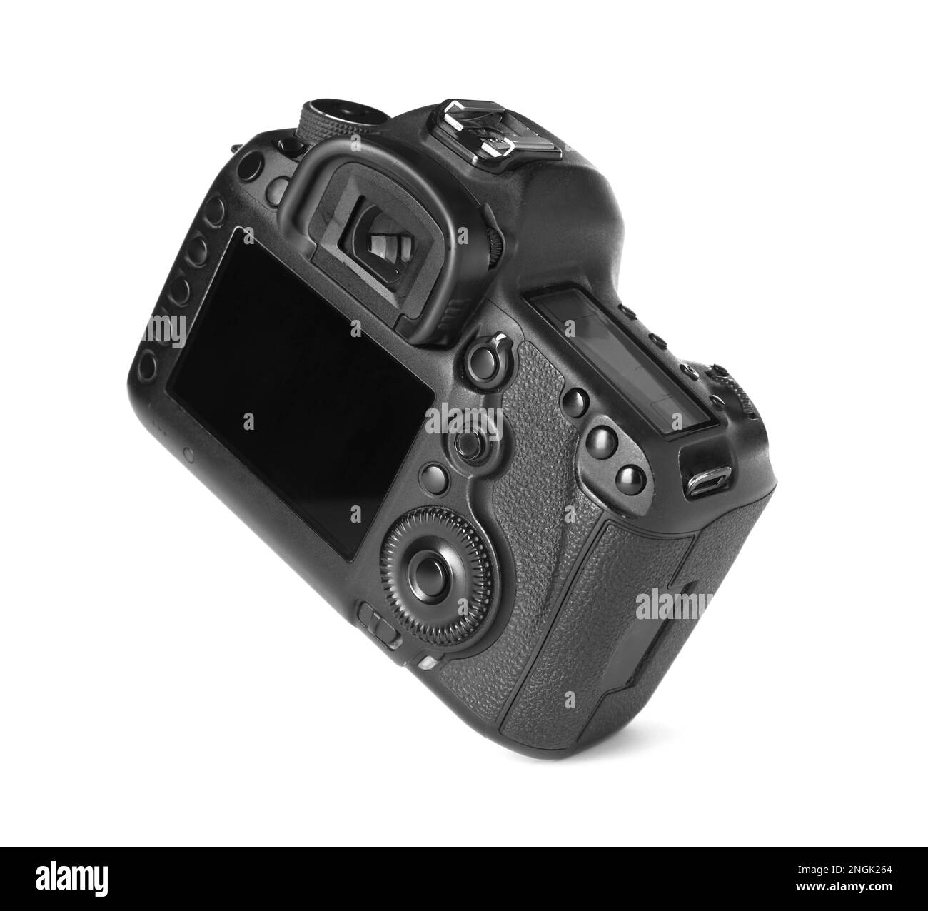 Modern digital camera isolated on white. Photography equipment Stock