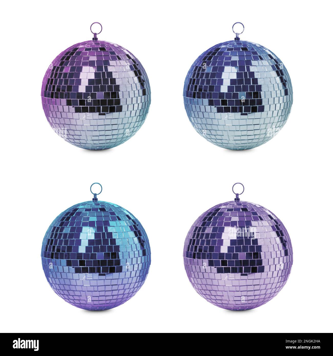 Set with colorful shiny disco balls on white background Stock Photo Alamy