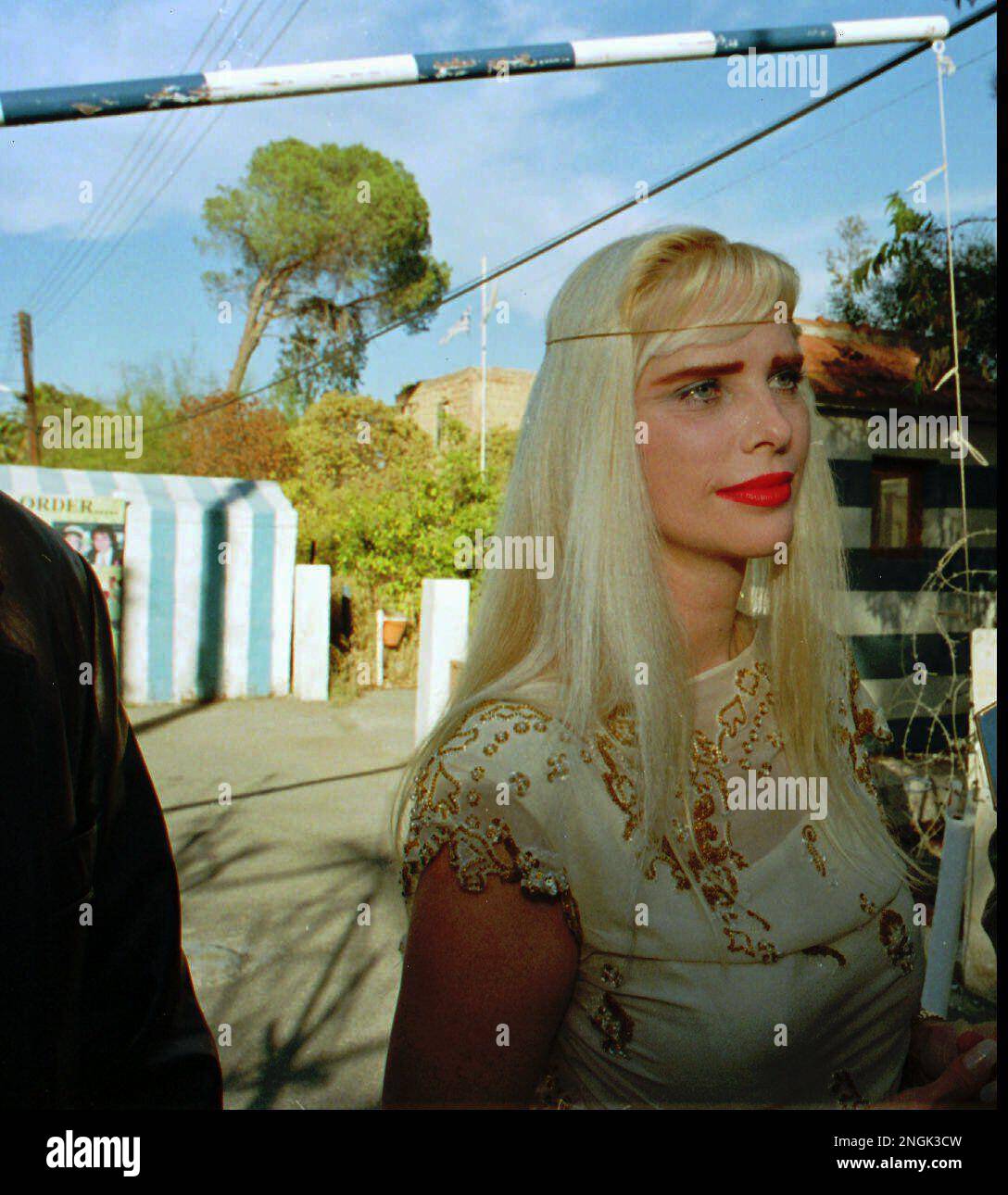 Italian porno star and former MP la Cicciolina, visits the Ledra palace  checkpoint in Nicosia, Tuesday November 12, 1996. Cicciolina voiced her  request to meet the President of Cyprus at a press