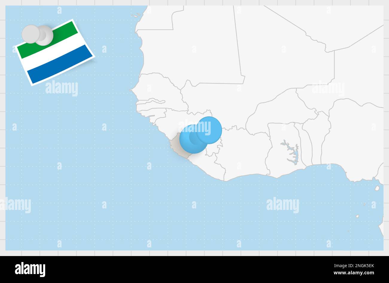 Map of Sierra Leone with a pinned blue pin. Pinned flag of Sierra Leone ...