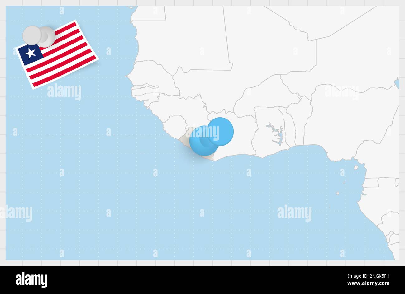 Map of Liberia with a pinned blue pin. Pinned flag of Liberia, vector ...