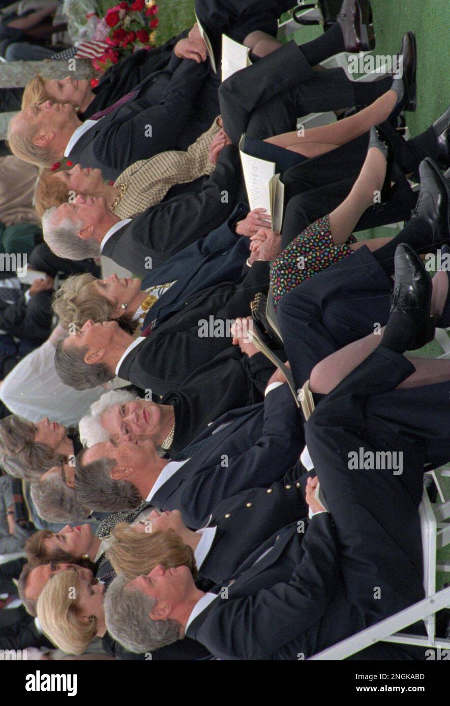 Presidents, past and present, and their wives sit together as they