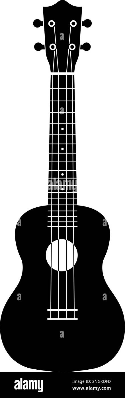 Ukulele Hawaiian guitar. String musical instrument. Simple vector illustration. Logo, badge, icon Stock Vector