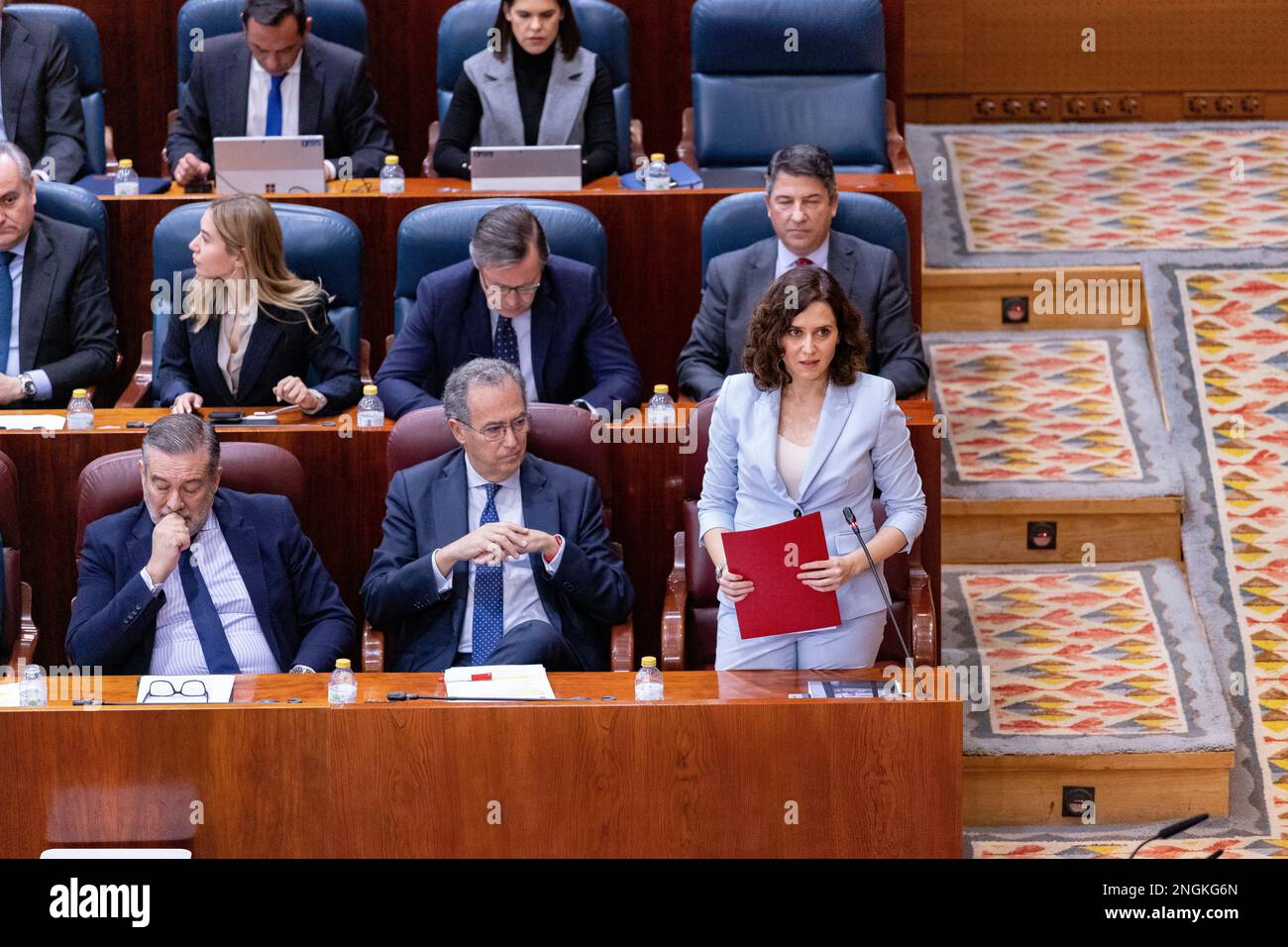 Isabel Diaz Ayuso. President of the Community of Madrid. Bench of the Popular Party of Madrid in a full day in the Assembly of Madrid. MADRID SPAIN. Stock Photo