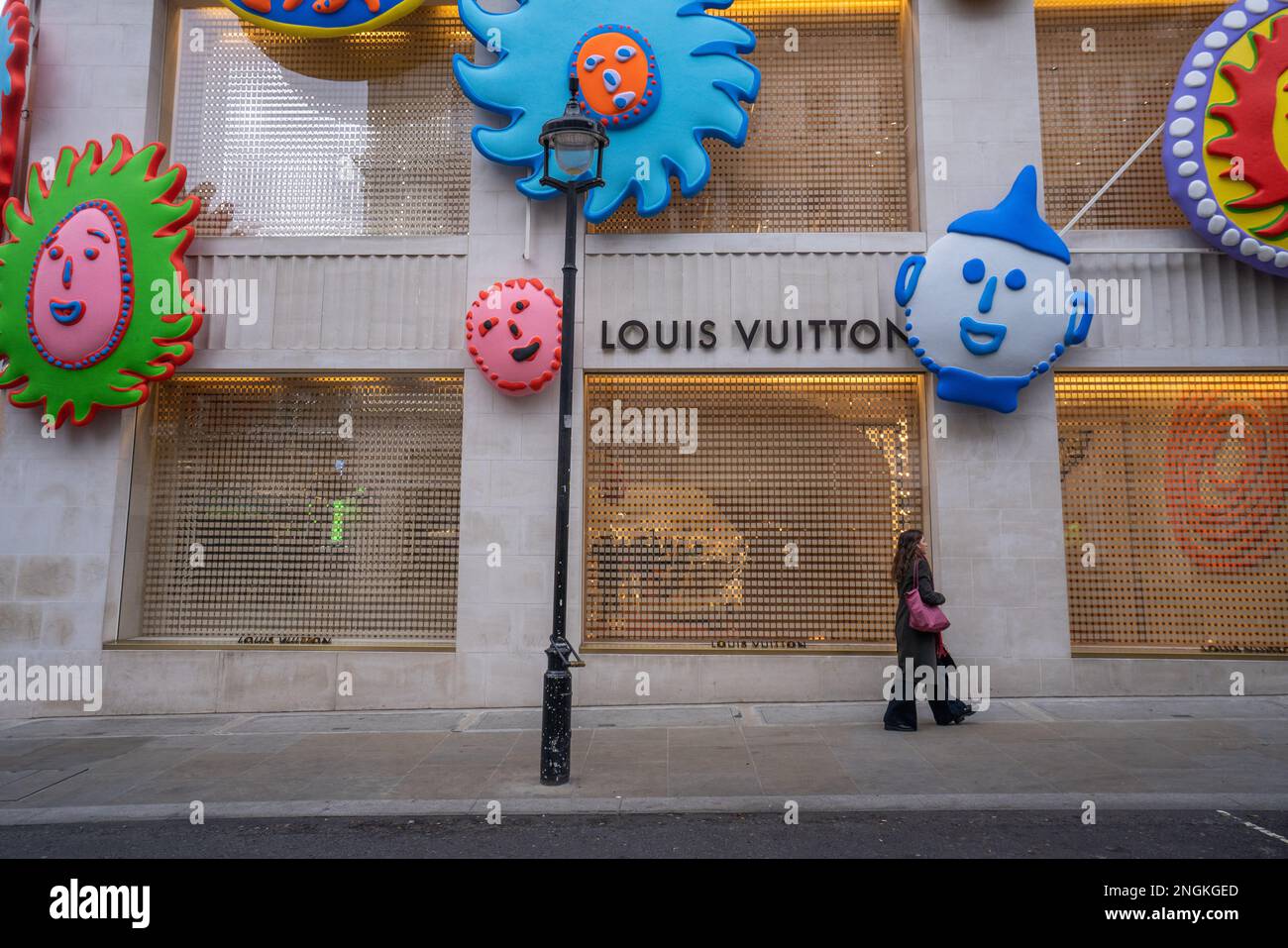 London, UK. 18 February 2023. The exterior of the flagship Louis Vuitton  store on Bond Street