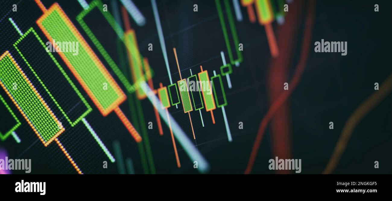 Working set for analyzing financial statistics and analyzing a market data. Stock Photo