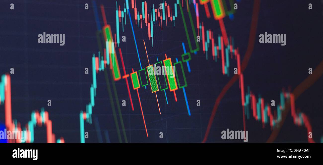 Working set for analyzing financial statistics and analyzing a market data. Stock Photo