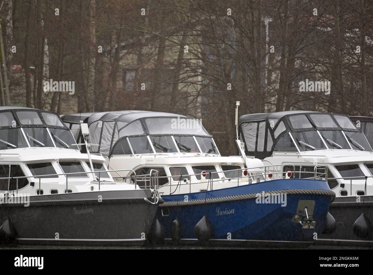 18 February 2023, MecklenburgWestern Pomerania, Waren (Müritz) Boats