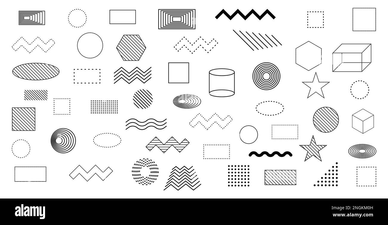 Collection trendy halftone geometric shapes. Vector illustration Stock Vector