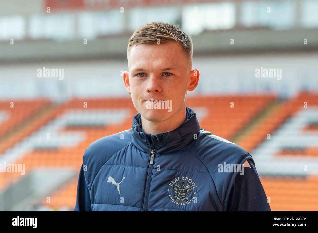 Andy Lyons 24 of Blackpool arrives ahead of the Sky Bet Championship