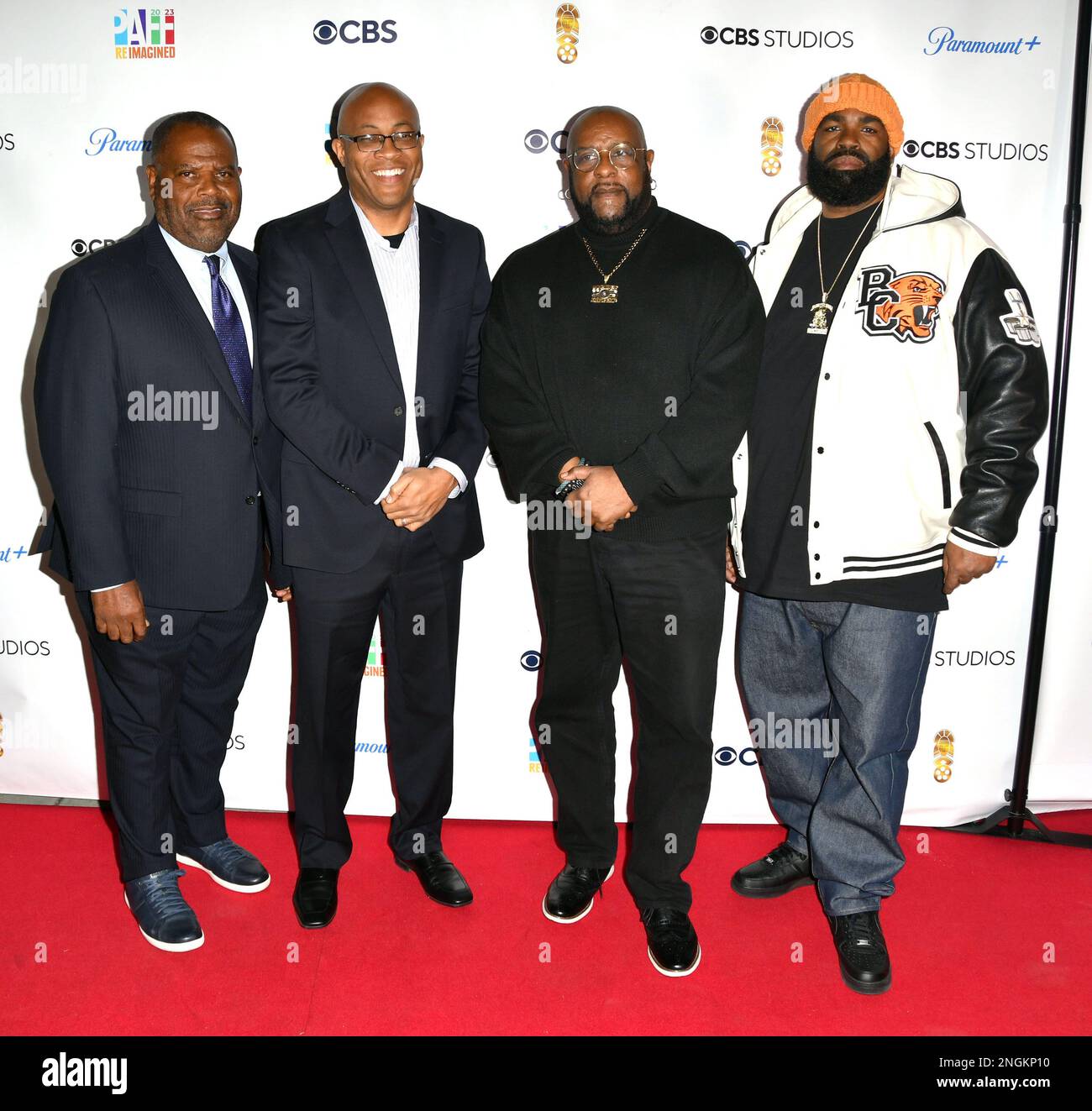 Los Angeles, Ca. 17th Feb, 2023. Edwin Vaultz, David Velo Stewart, DJ Alonzo Williams, DJ Battlecat attend the'Eve After Dark' film premiere that Pays Homage to the World-Renowned West Coast Hip Hop Club at the 2023 Pan African Film & Arts Festival on February 17, 2023 at the Cinemark BHC & XD in Los Angeles, California. Credit: Koi Sojer/Snap'n U Photos/Media Punch/Alamy Live News Stock Photo