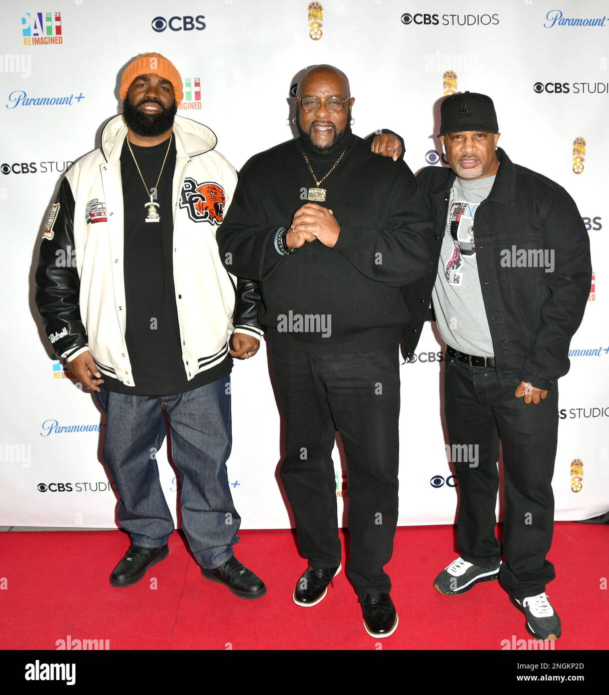 Los Angeles, Ca. 17th Feb, 2023. DJ Battlecat, DJ Alonzo Williams, L.A.'S OWN DJ TWINN attend the'Eve After Dark' film premiere that Pays Homage to the World-Renowned West Coast Hip Hop Club at the 2023 Pan African Film & Arts Festival on February 17, 2023 at the Cinemark BHC & XD in Los Angeles, California. Credit: Koi Sojer/Snap'n U Photos/Media Punch/Alamy Live News Stock Photo