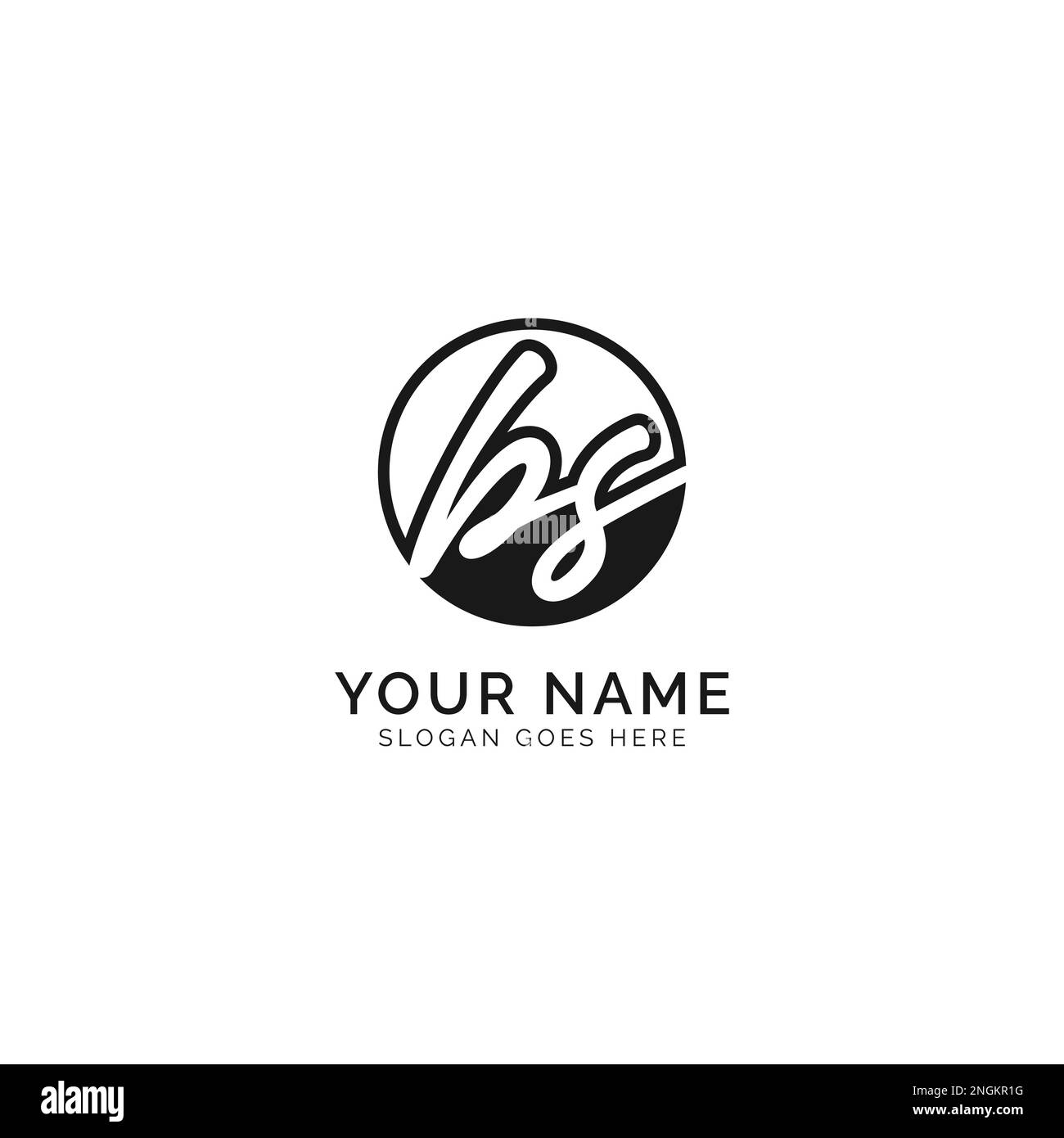 B, S, BS Initial letter handwritten and signature vector image template in round shape logo Stock Vector