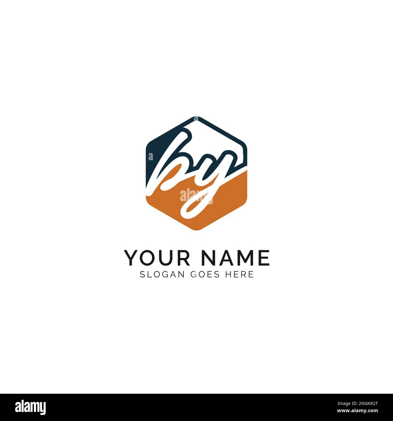 B, Y, BY Initial letter handwritten and signature vector image template