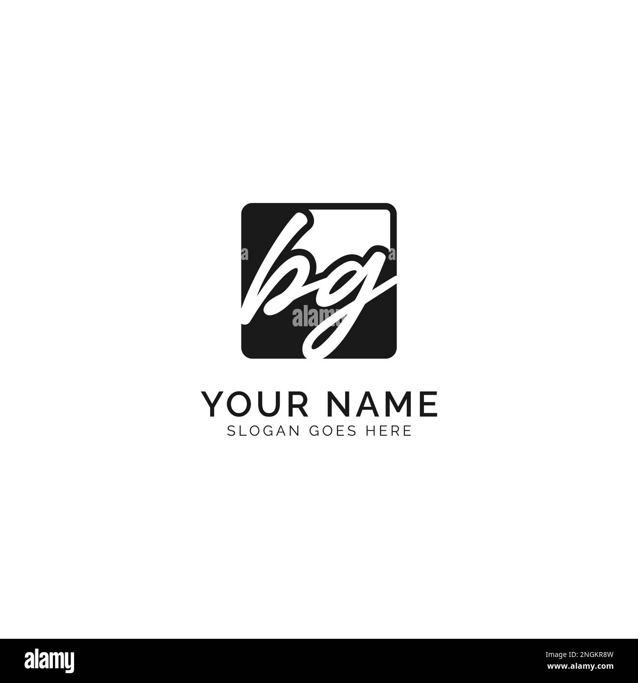 B, G, BG Initial letter handwritten and signature vector image template